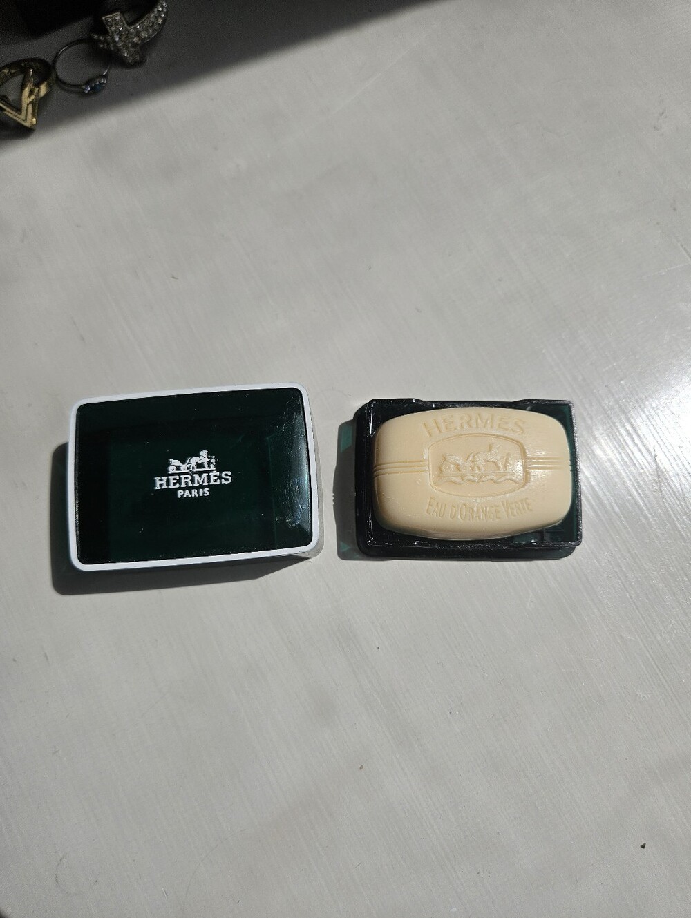Hermes Eau d'Orange Verte Scented Soap Rectangular Bar in Signature Green Logo B